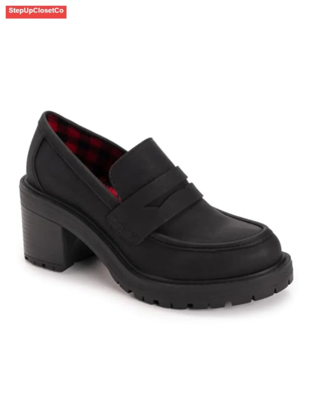 Faux Stack Heel Heeled Loafer Women's Slip-On Shoes